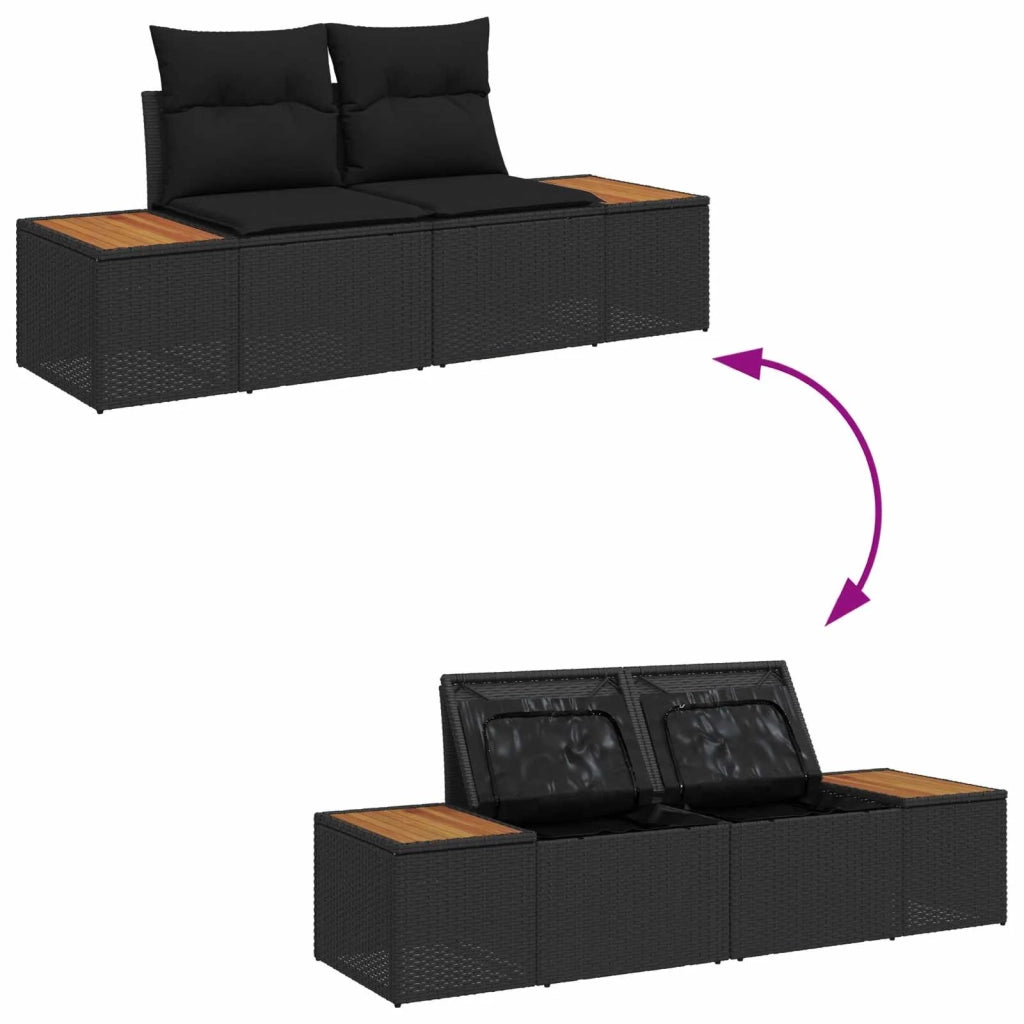 Set Divano da Giardino con cuscino 8 pcs Nero Polyrattan 3356778