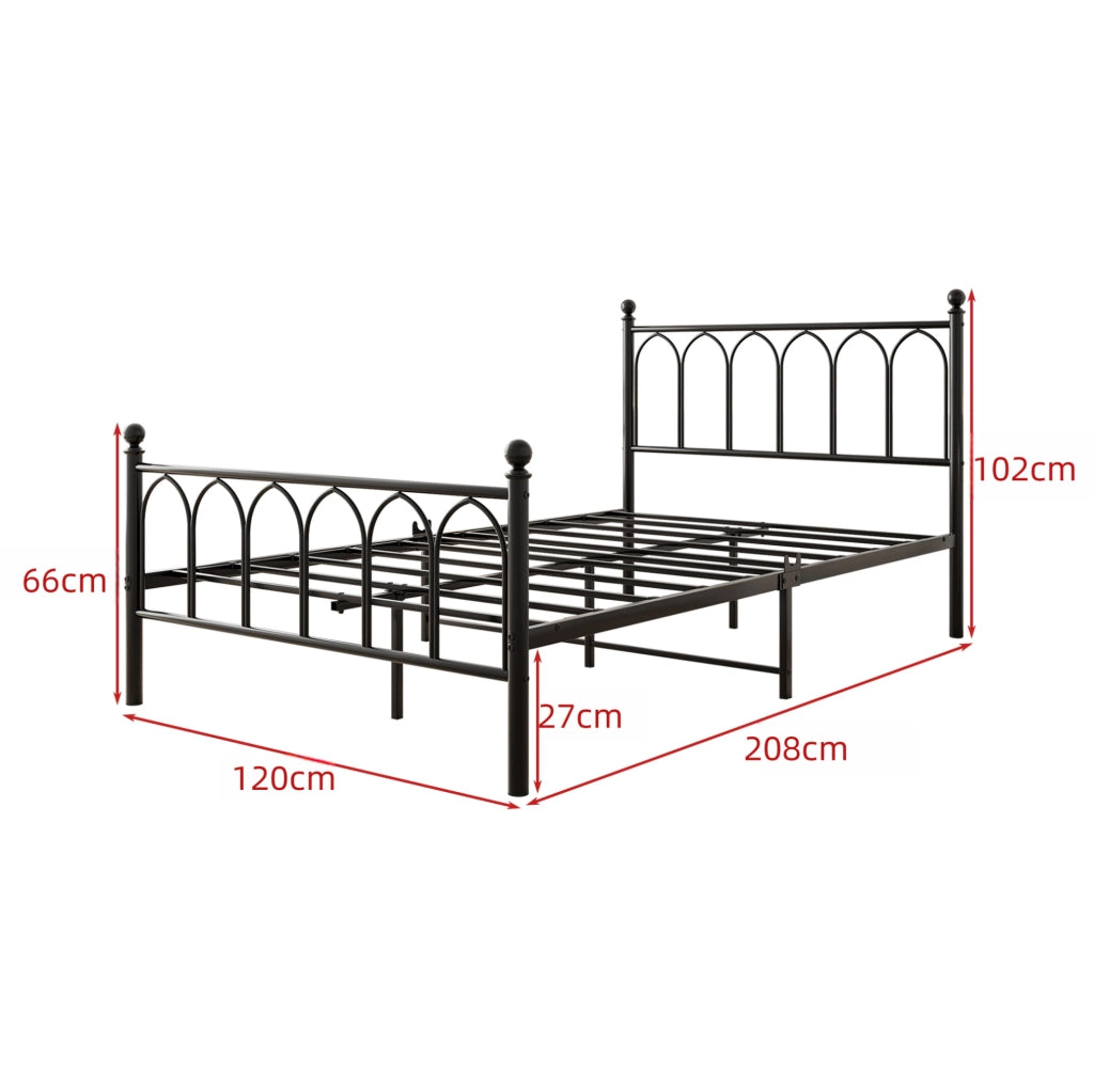 Letto in metallo 120x200 cm con LED; stazione USB e presa; nero