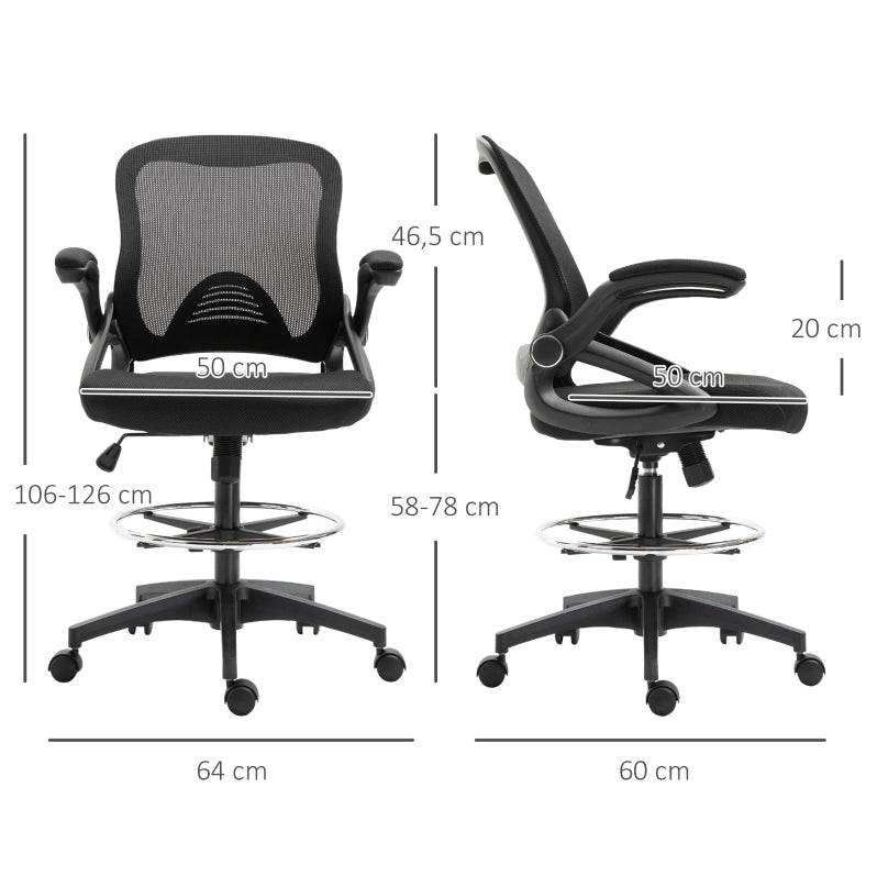 Sedia da ufficio ergonomica con poggiapiedi, nera