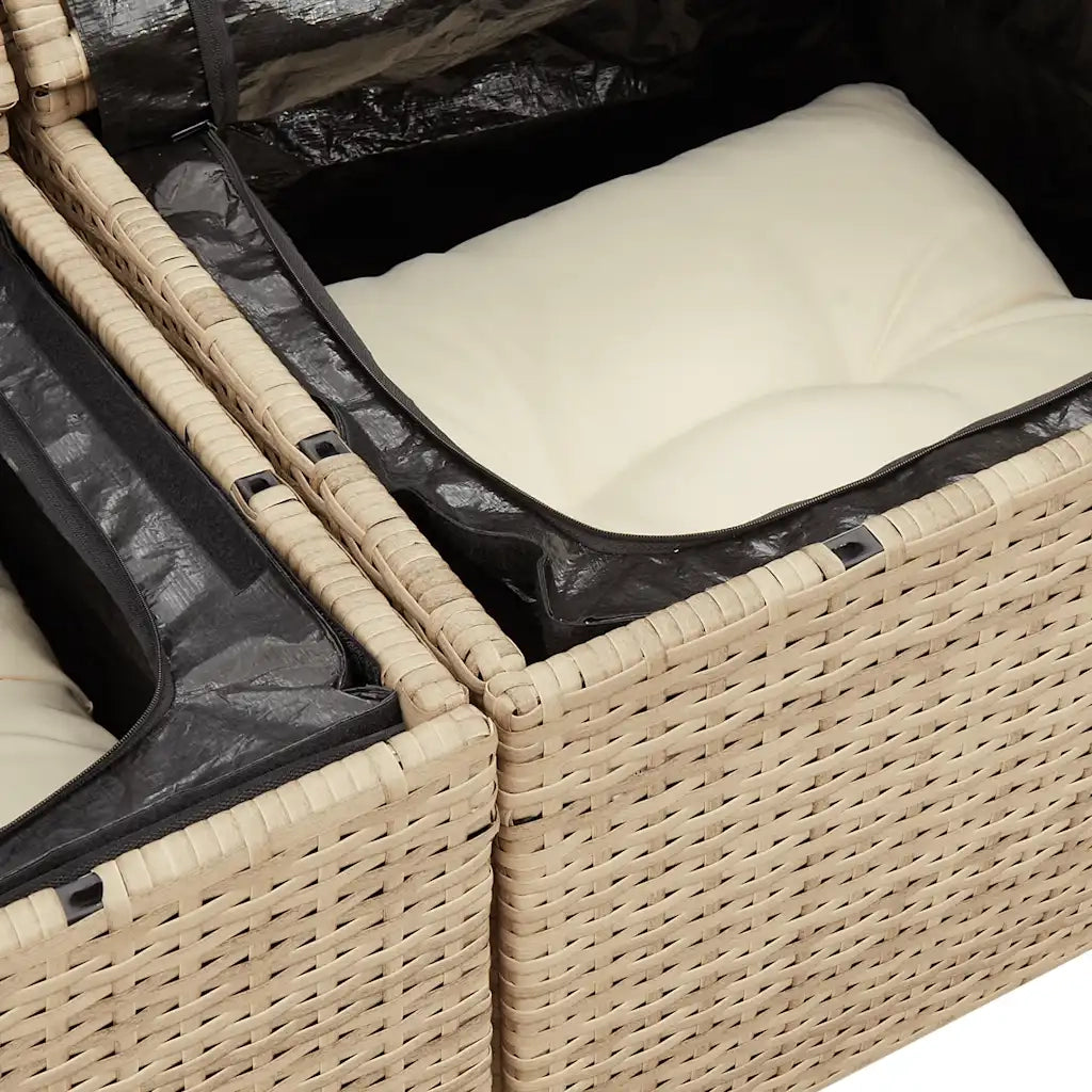 Set Divani da Giardino 7 pz con Cuscini Beige in Polyrattan 3327341