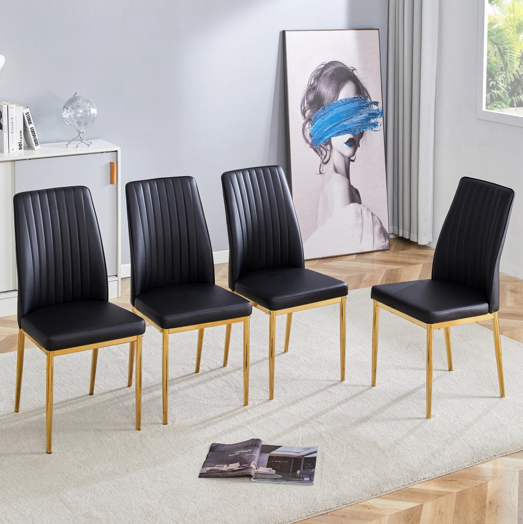 SEDIA Set da 4 pezzi 80x50x46,5 cm PU Nero/Oro