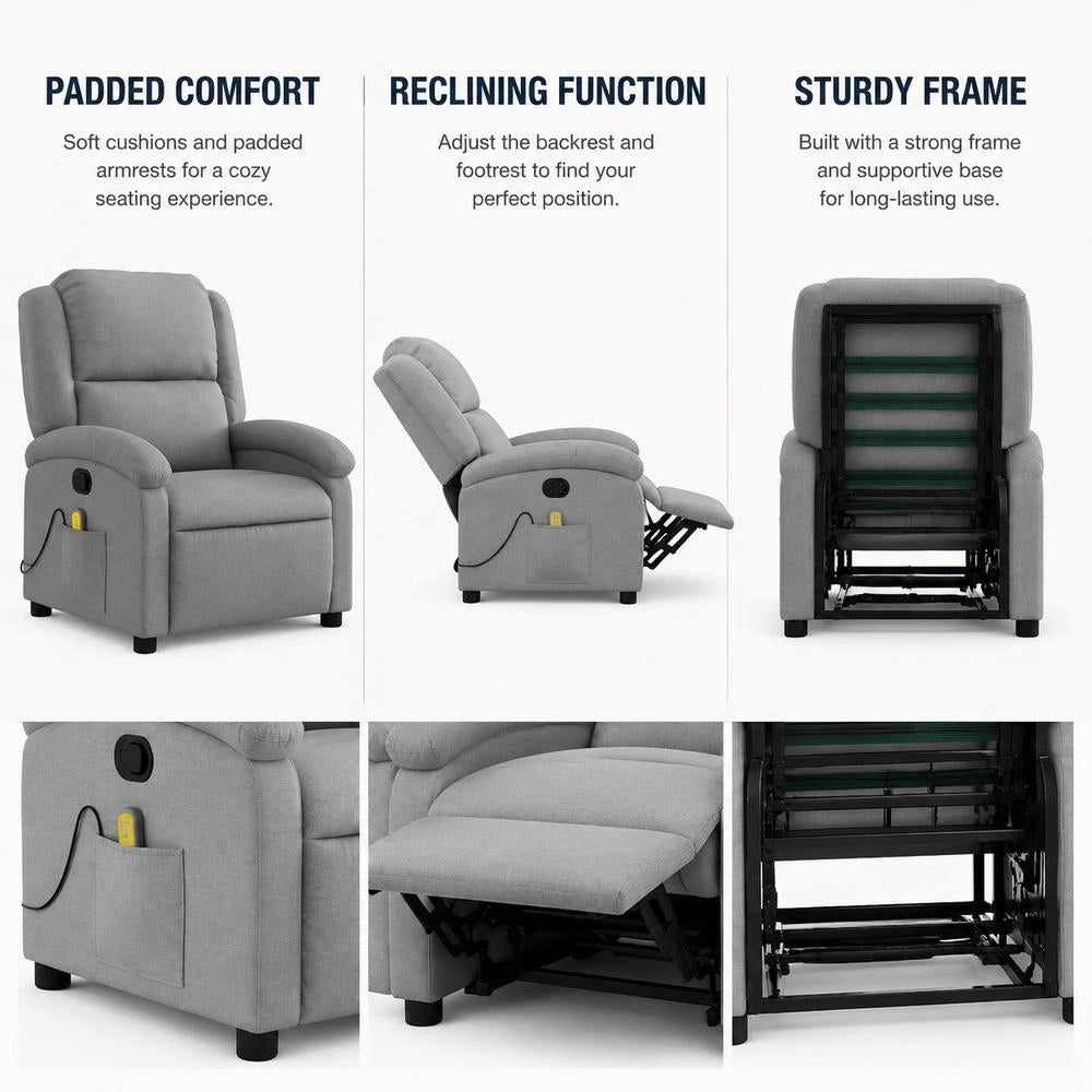 Massage Chair, Light Grey Fabric