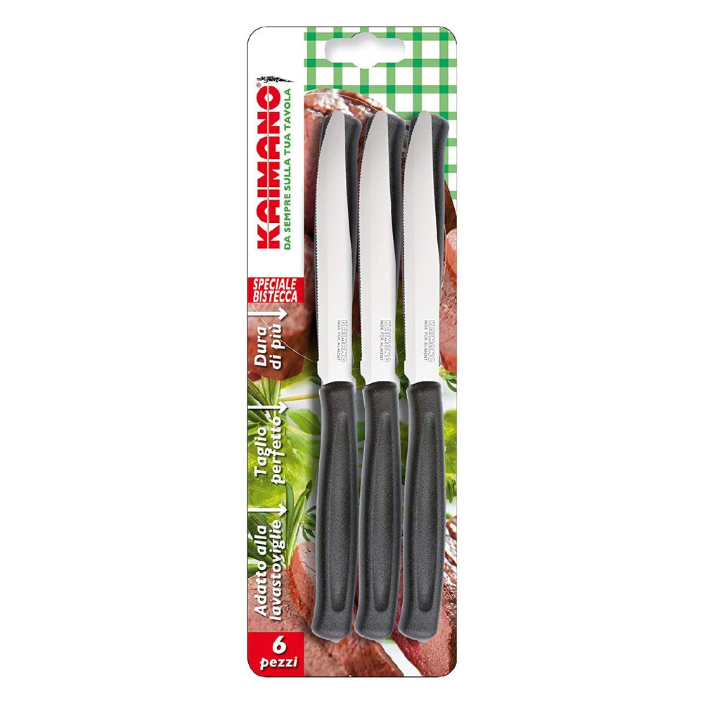 Coltelli da Bistecca Manico Kaimano Nero in Acciaio Inox
