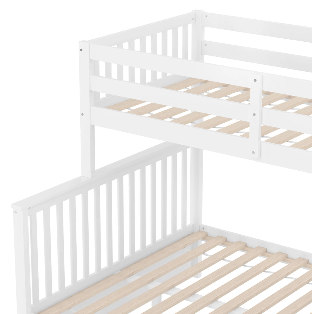Letto a castello 90x200 e 140x200 cm in pino bianco con cassetti