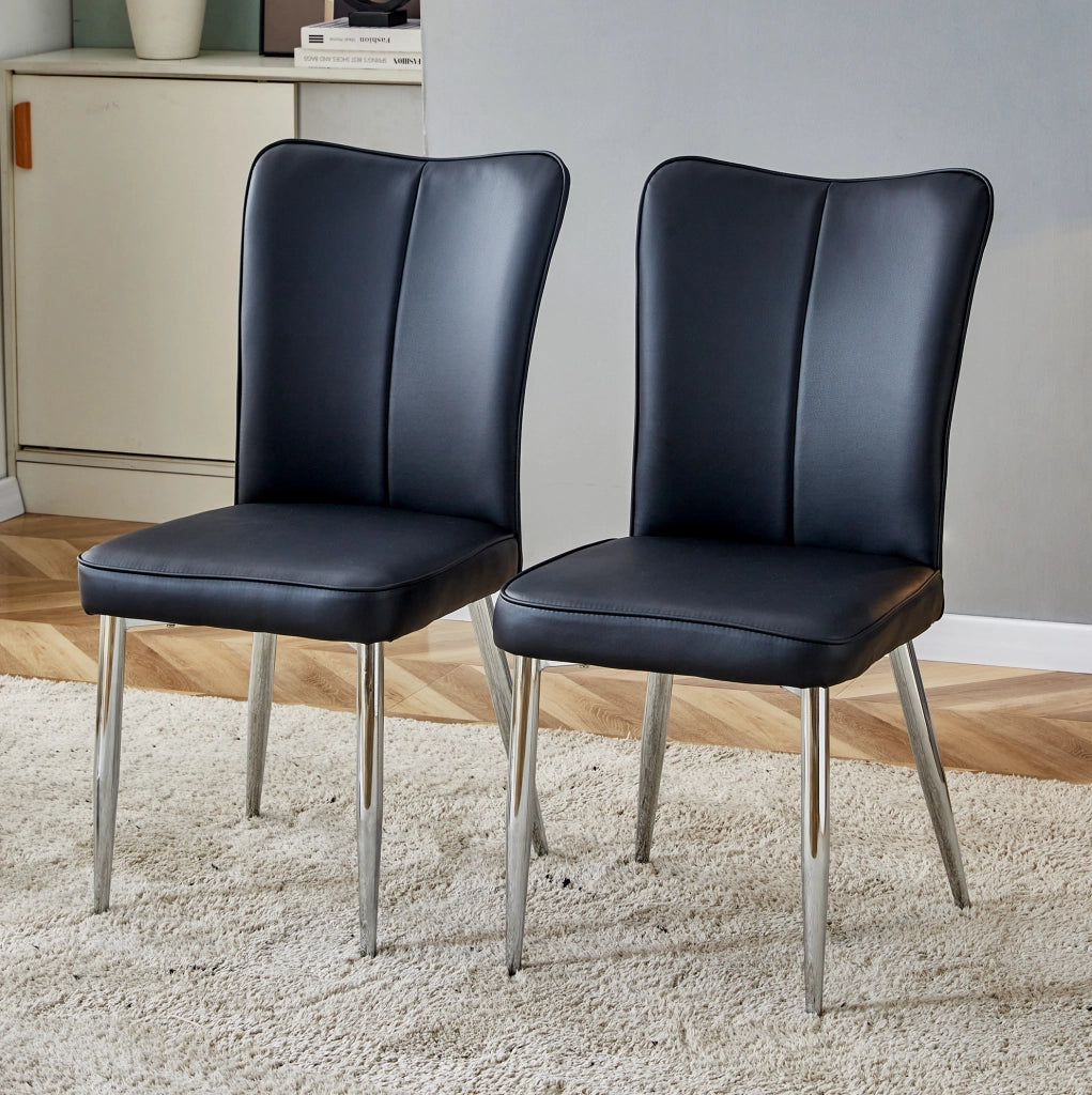 SEDIA da pranzo Set da 2 pezzi Nero PU e metallo