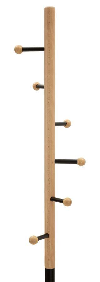 Appendiabiti da Terra Step Ø37x172 cm in Metallo e Faggio e Marmo Nero e Marrone