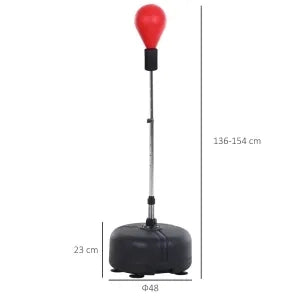 Punching Ball con Supporto, Sacco da Boxe Regolabile 136-154 cm, con Guanti, per Fitness e Antistress, Rosso