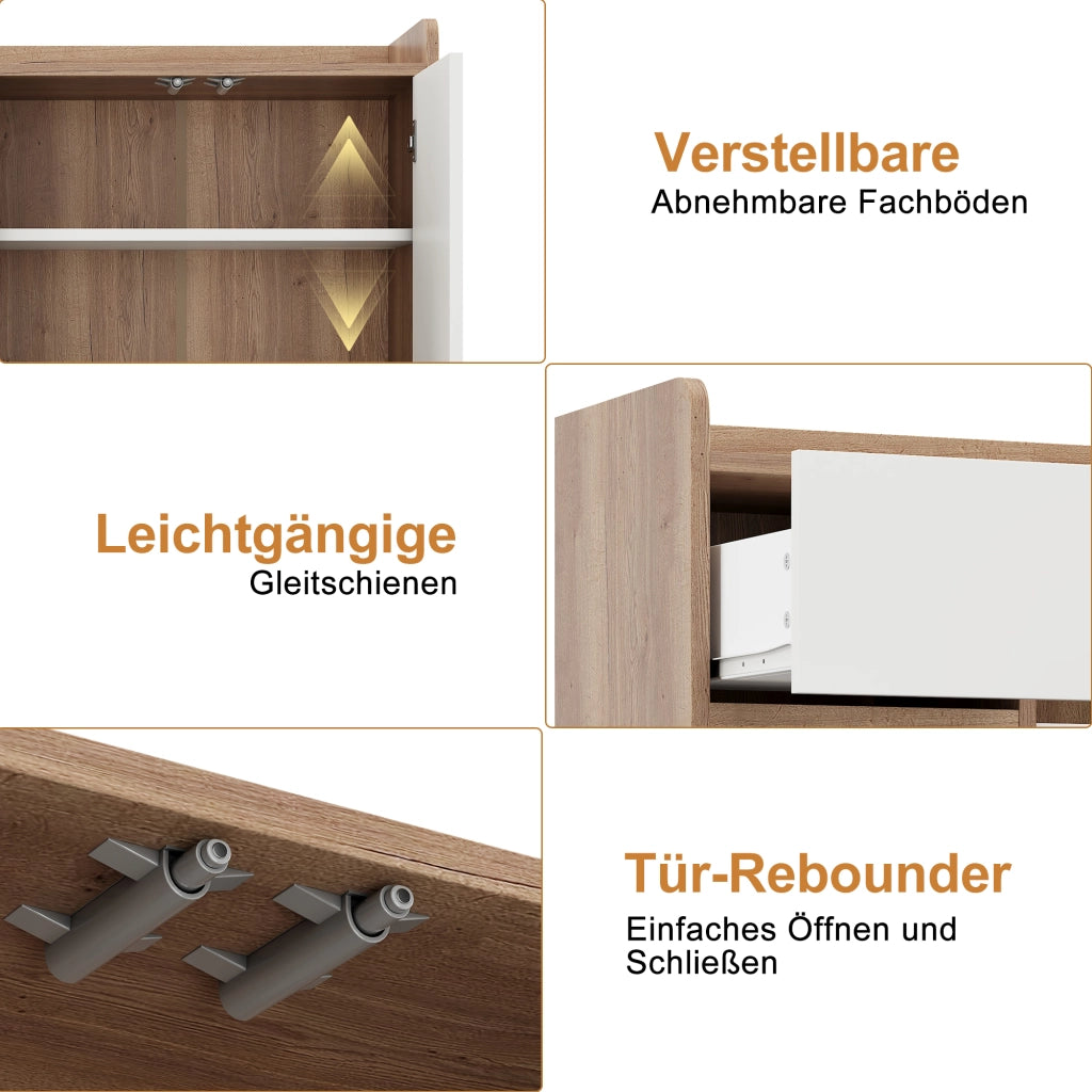 Credenza con 4 ante e cassetto ripiano regolabile in pannello truciolare bianco naturale 120 × 35 × 99 cm
