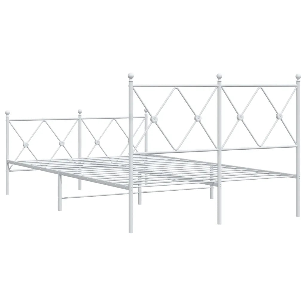 Giroletto con Testiera e Pediera Metallo Bianco 120x200 cm