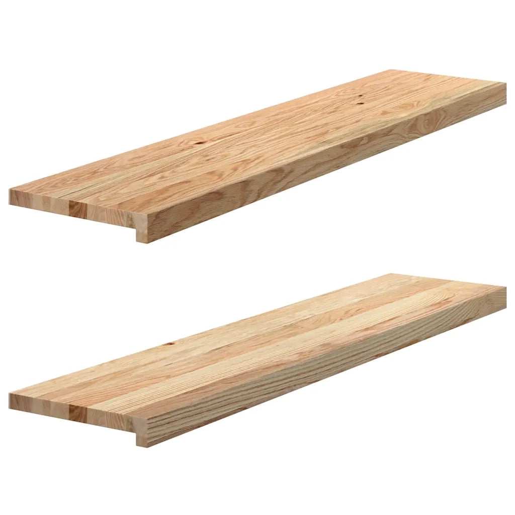 Davanzali 2 pz Non Trattati 110x30x2cm Legno Massello di Rovere 4009113