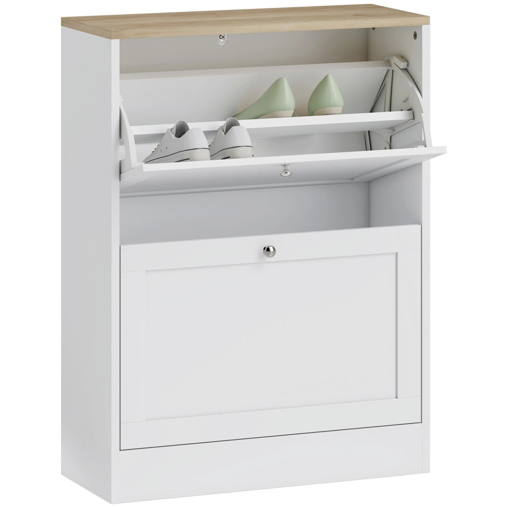 Scarpiera con 2 cassetti e ripiani regolabili ¨C zephmum ¨C bianco 60x23.5x80cm