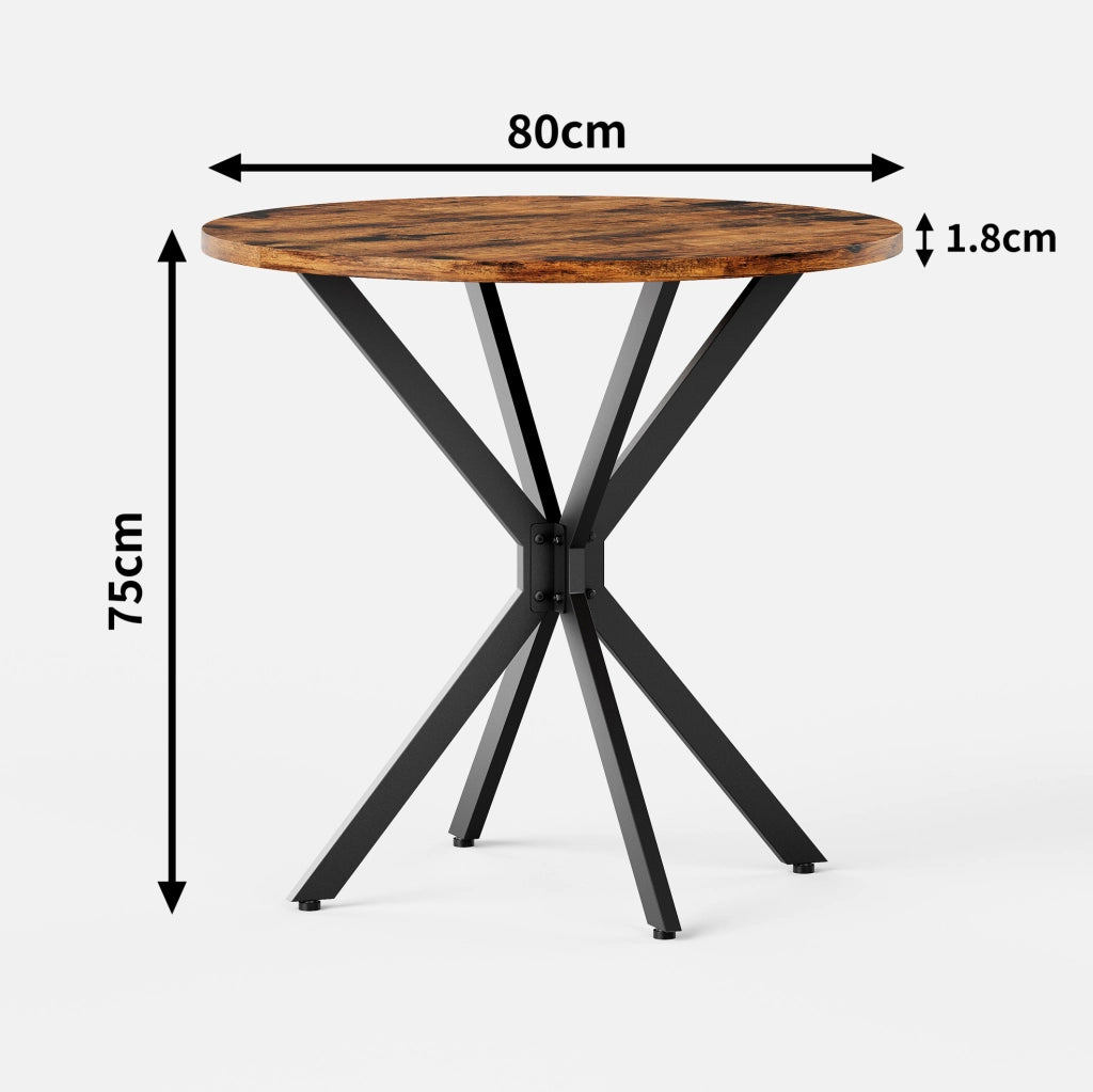 Tavolo rotondo Ø80 cm in stile industriale marrone e nero