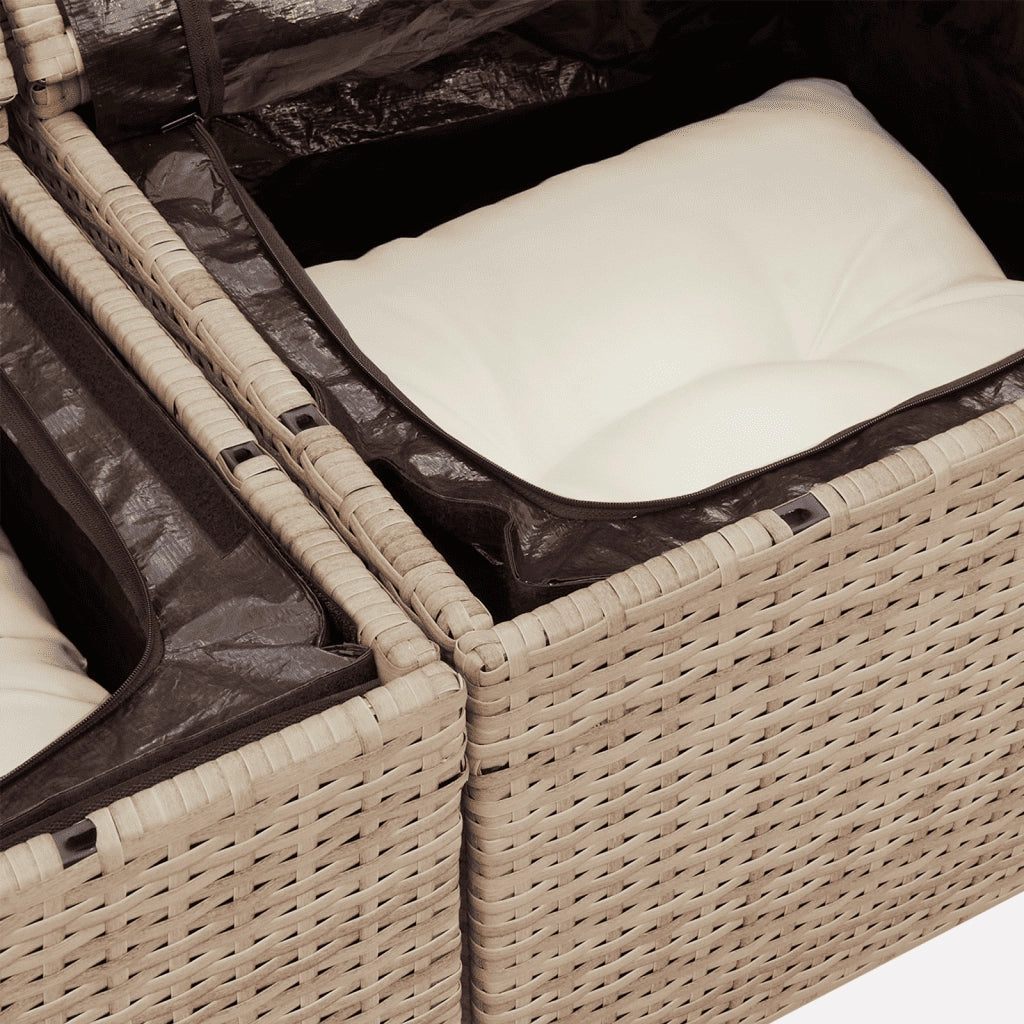 Set Divano da Giardino 10 pz con Cuscini Beige in Polyrattan 3251795