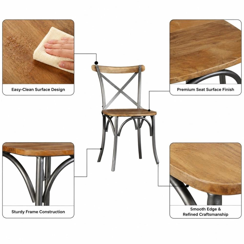 Dining Chairs, 2 Pieces, Solid Mango Wood