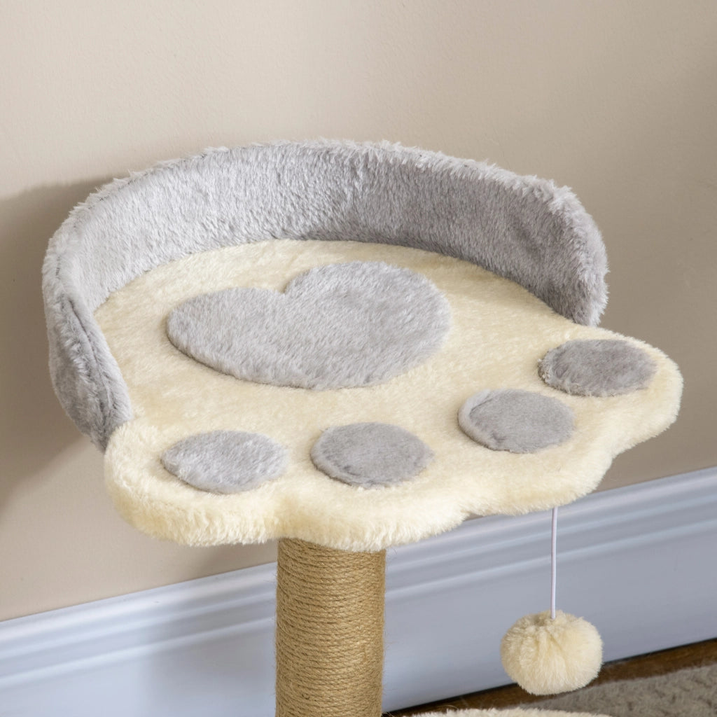 Tiragraffi per Gatti con Letto ¨C Minimal ¨C Grigio e Beige 41x41x44 cm