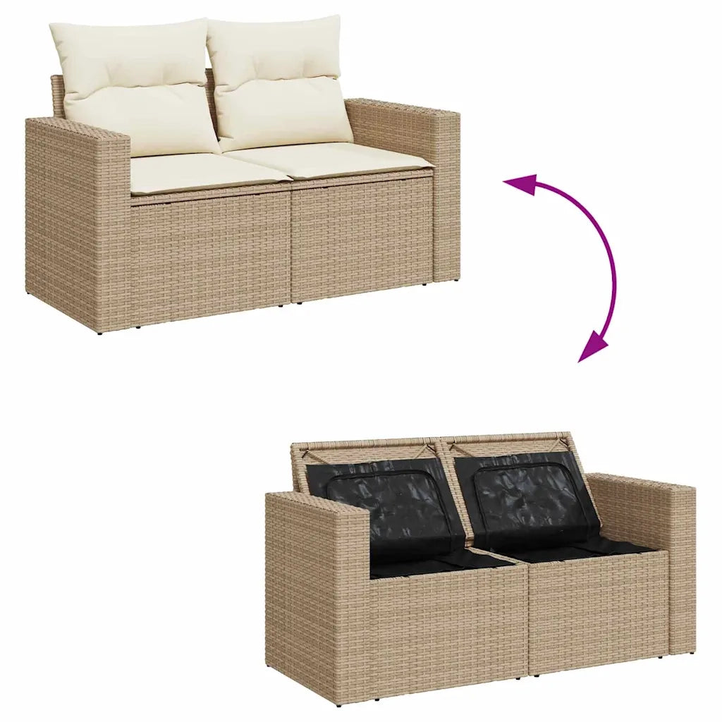 Set Divano da Giardino con cuscino 9 pcs beige e panna 3363516