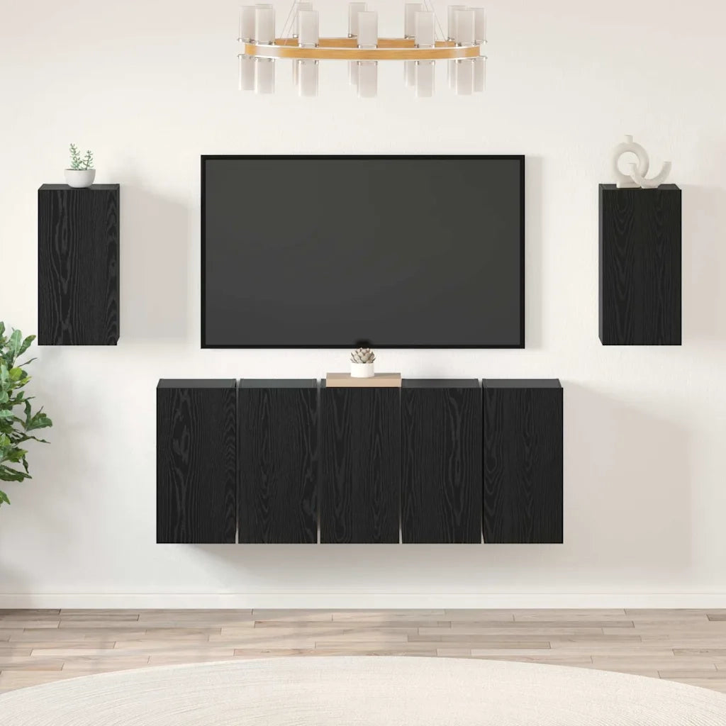 Set mobile TV 7 pcs Rovere Nero 30,5 x 30 x 60 cm