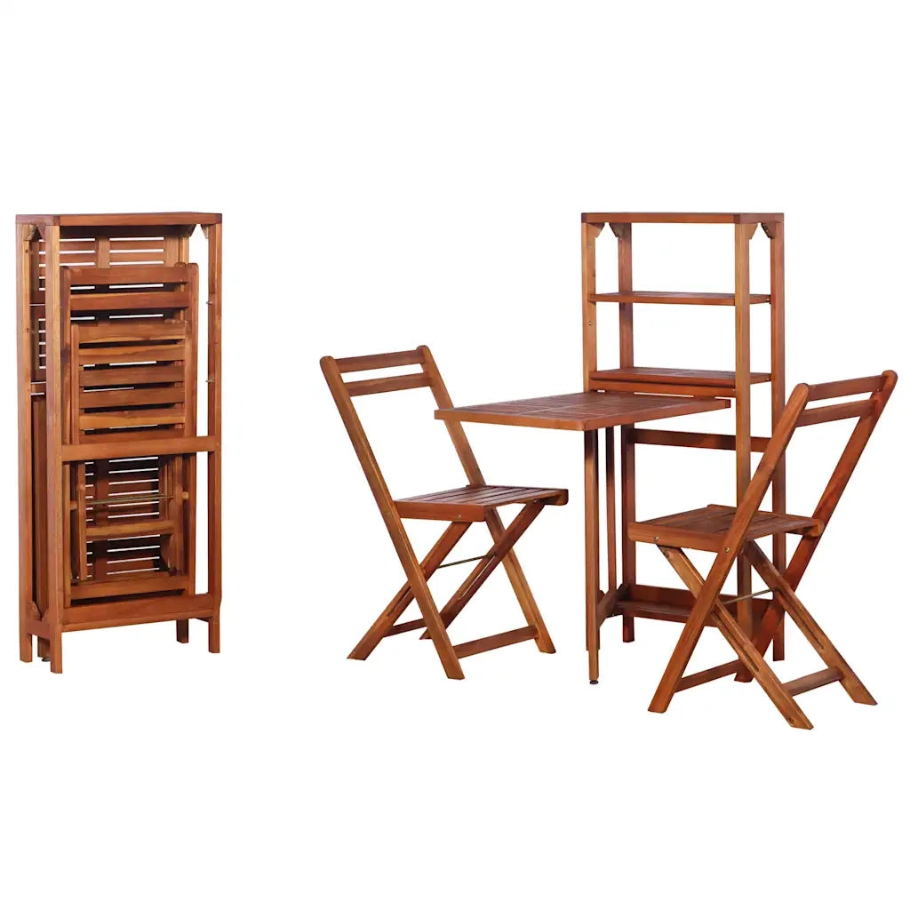 Set da Bistrot 3 pz Pieghevole in Legno Massello di Acacia 44013