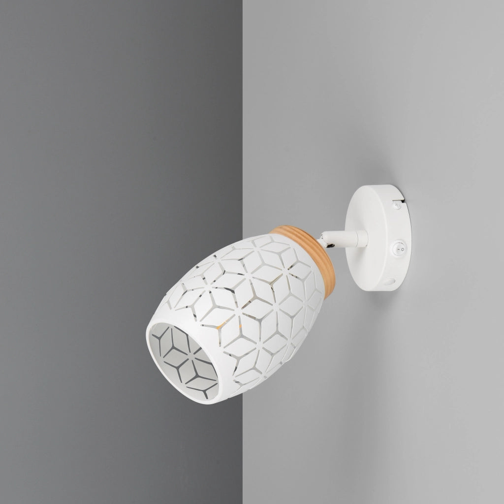 SPOT E14 BIDAR H17CM BIANCO/LEGNO