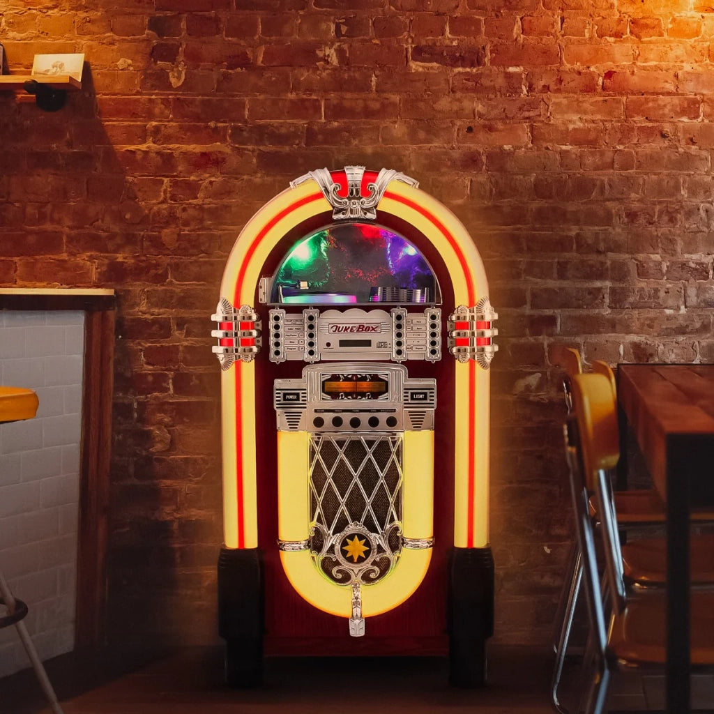 Jukebox Retro Anni 50 con CD, USB, Memory Cards SD/MMC, Radio, Bluetooth e Aux