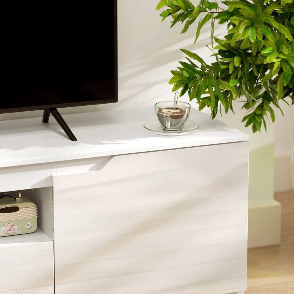 Mobile TV bianco lungo 160 cm con ante e cassetto