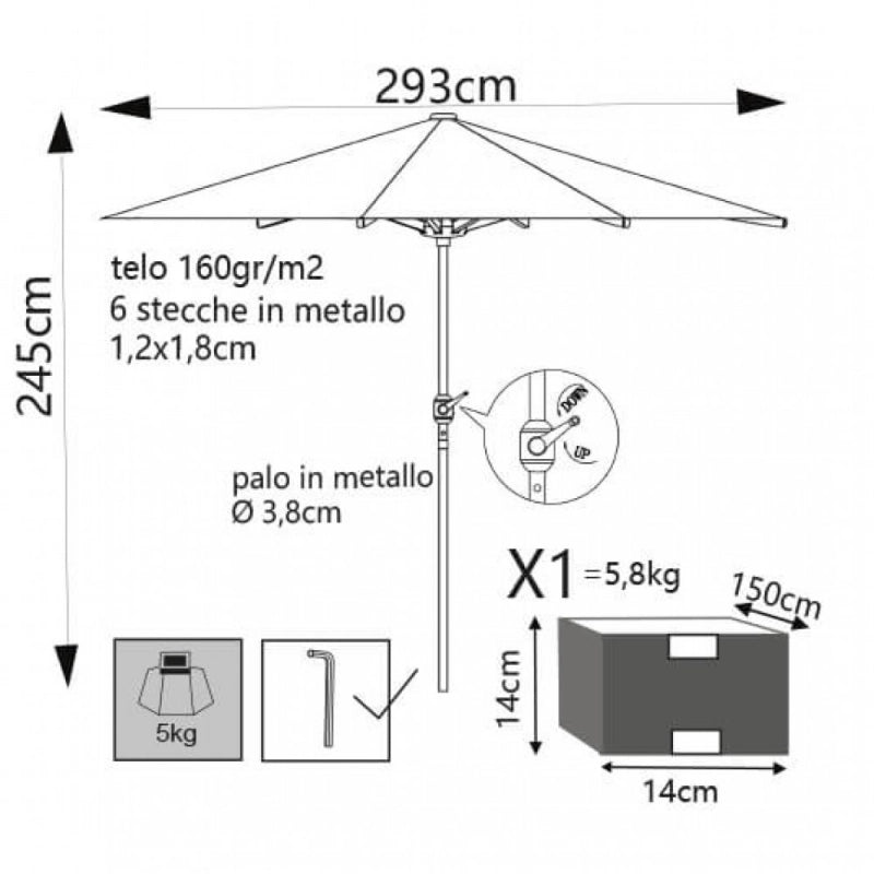 OMBRELLONE POLY ECO P/C Ø 3