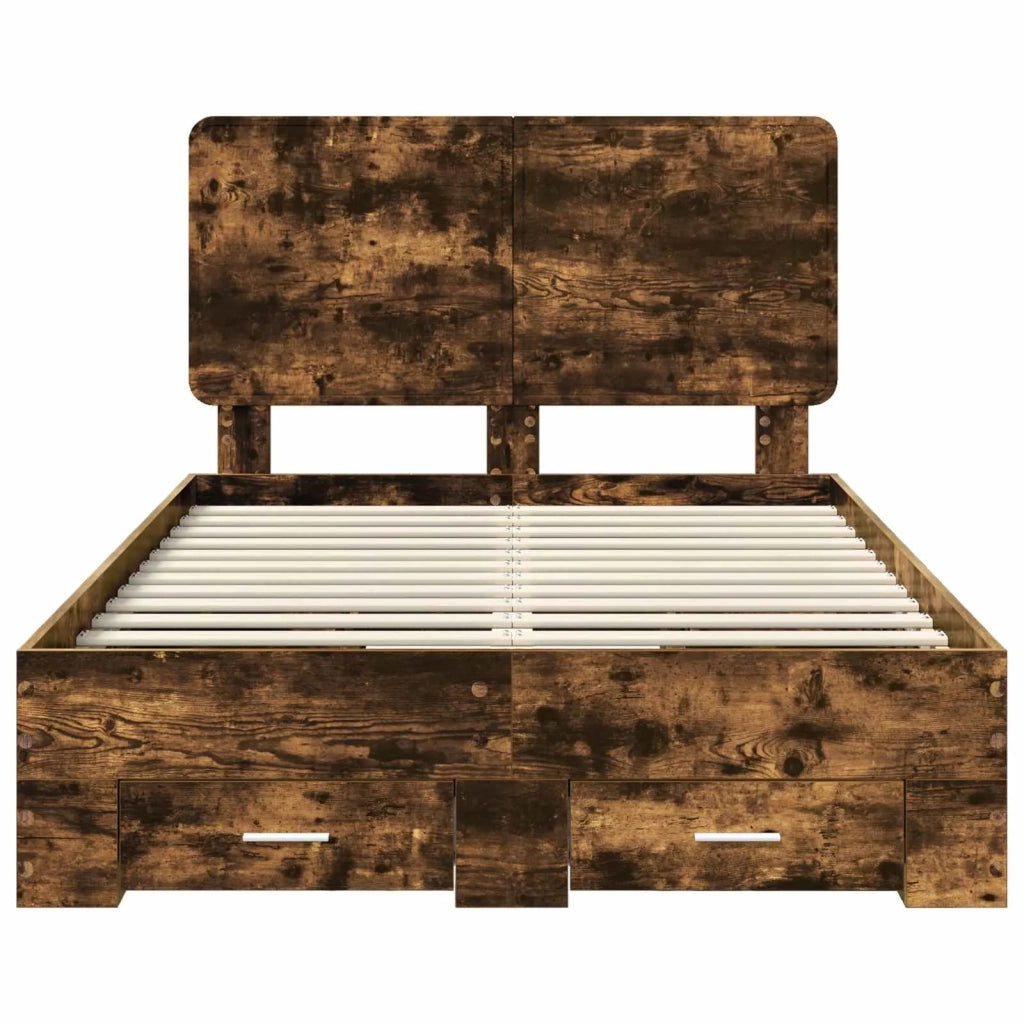 Letto matrimoniale | Letto per adulti | Struttura del letto Rovere fum¨¦ 120 x 190 cm Legno multistrato