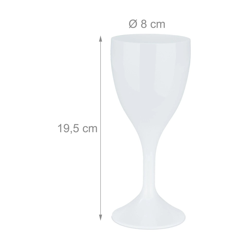 Set di 6 bicchieri da vino in plastica riutilizzabili robusti per feste in campeggio 10 x 10 x 10 cm in plastica bianca 13_0012994