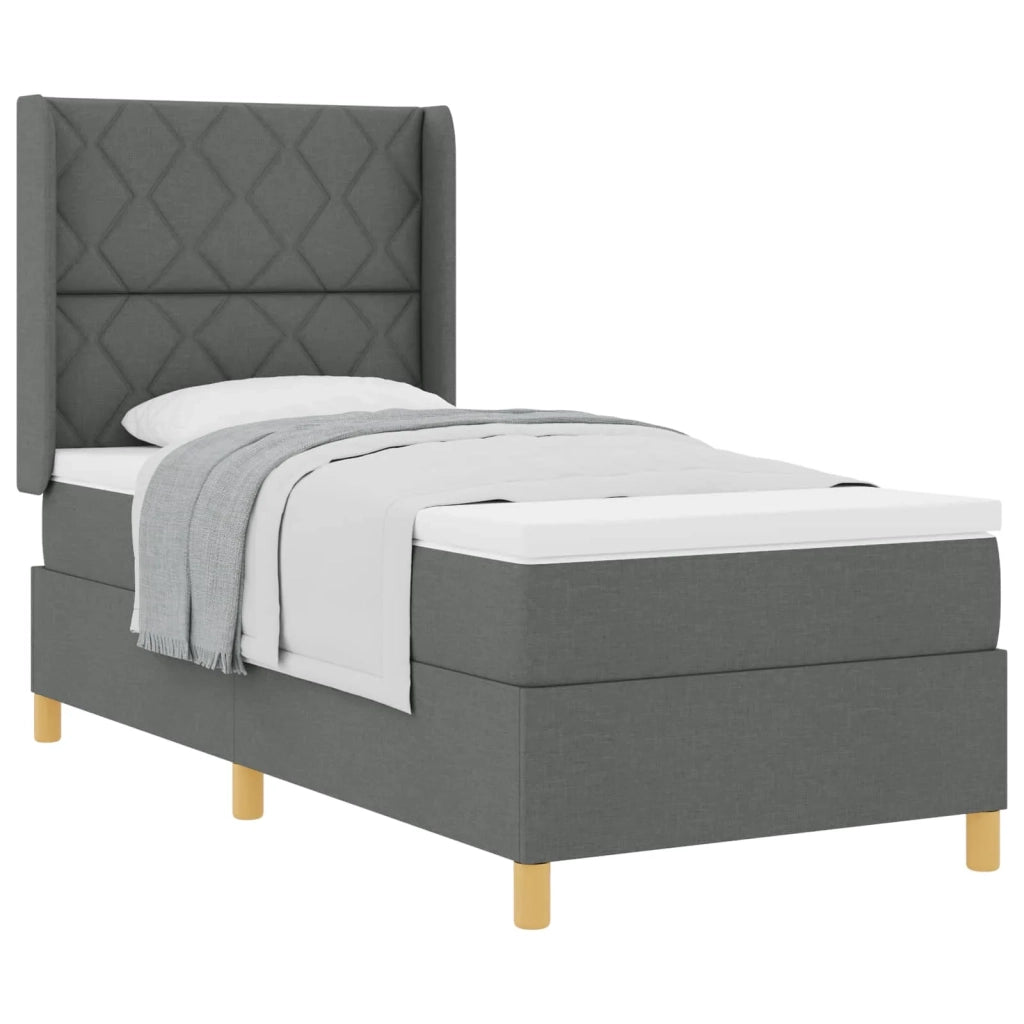 Letto a molle con materasso Grigio scuro 100 x 200 cm Tessuto