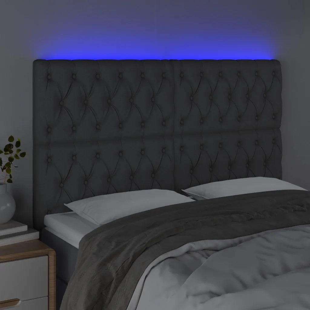 Testiera | Testata a LED GrigioScuro 160x7x118/128cm inTessuto
