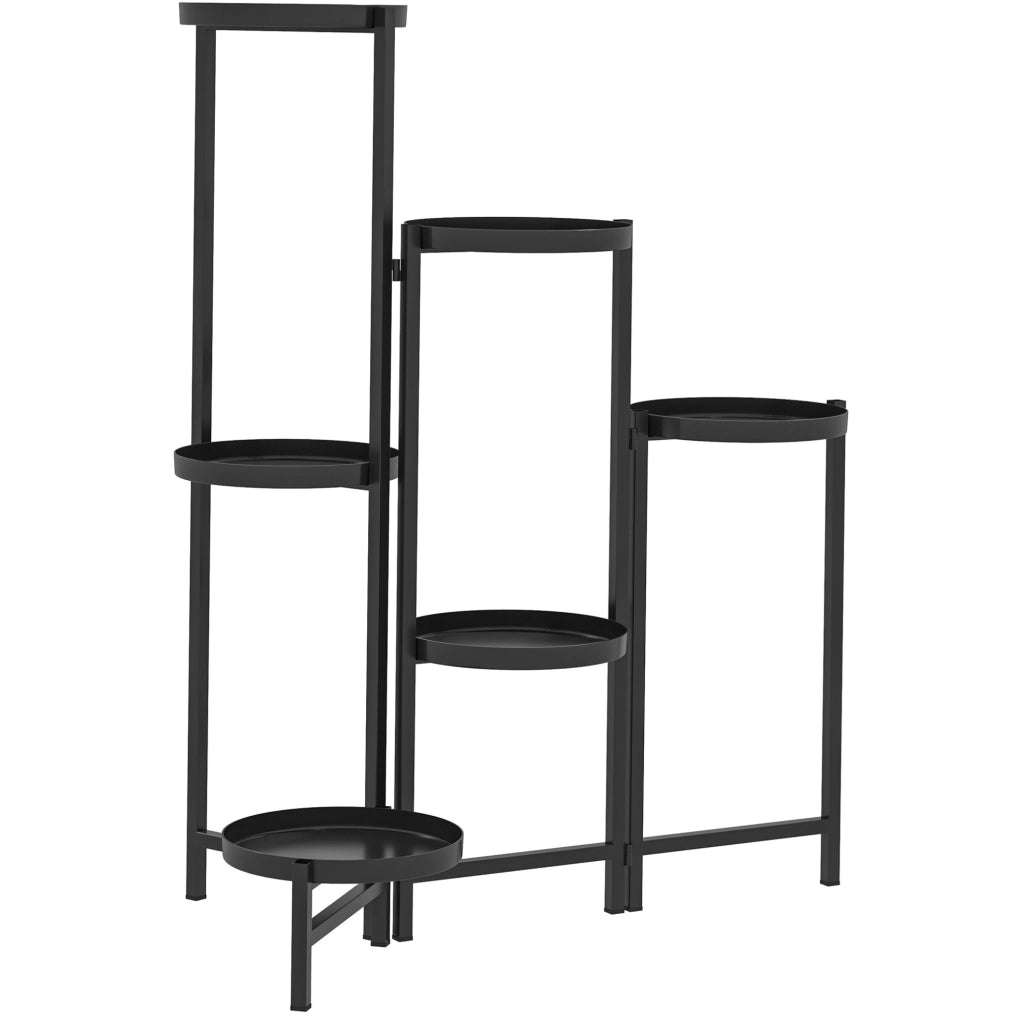 Scaffale per piante a 6 livelli 60x40x80 cm nero – pieghevole senza montaggio
