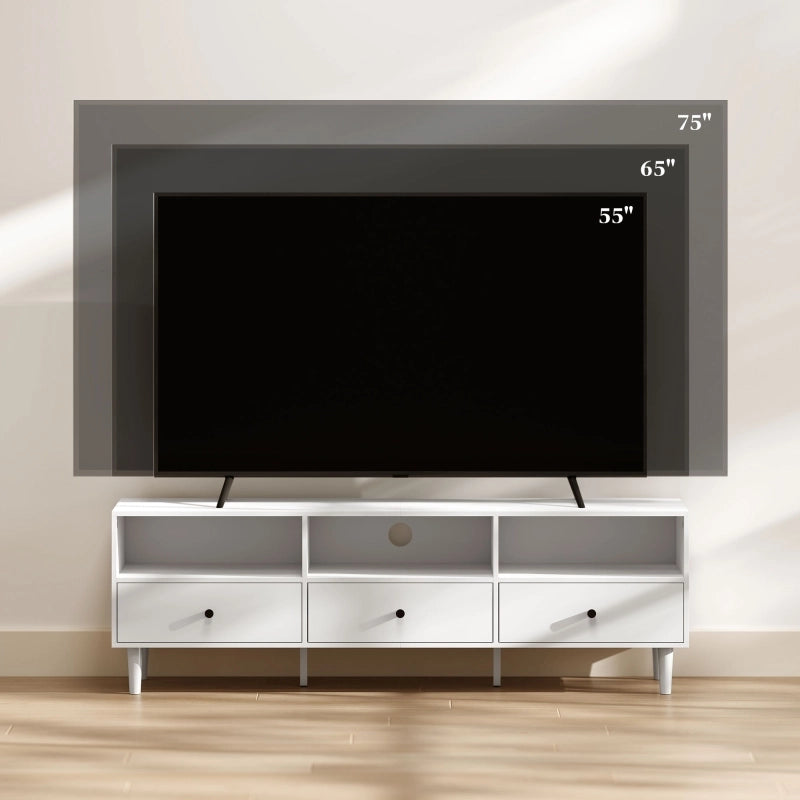 Mobile porta TV bianco 140 cm con 3 cassetti