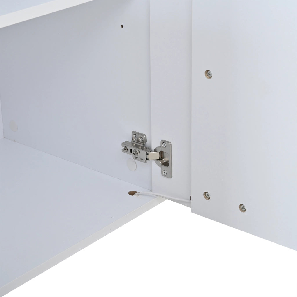 Credenza e madia LED autoportante con 3 ante e ripiani regolabili per soggiorno, in truciolare bianco, 150 × 40 × 70 cm
