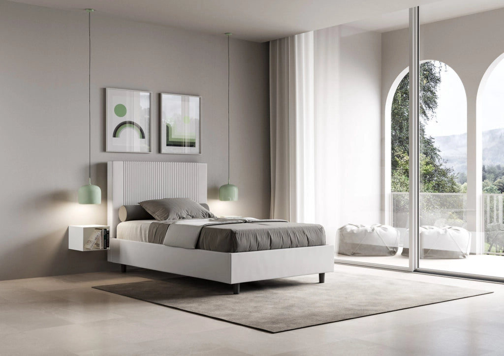 Letto Matrimoniale 160x190 cm con Rete Goya Bianco