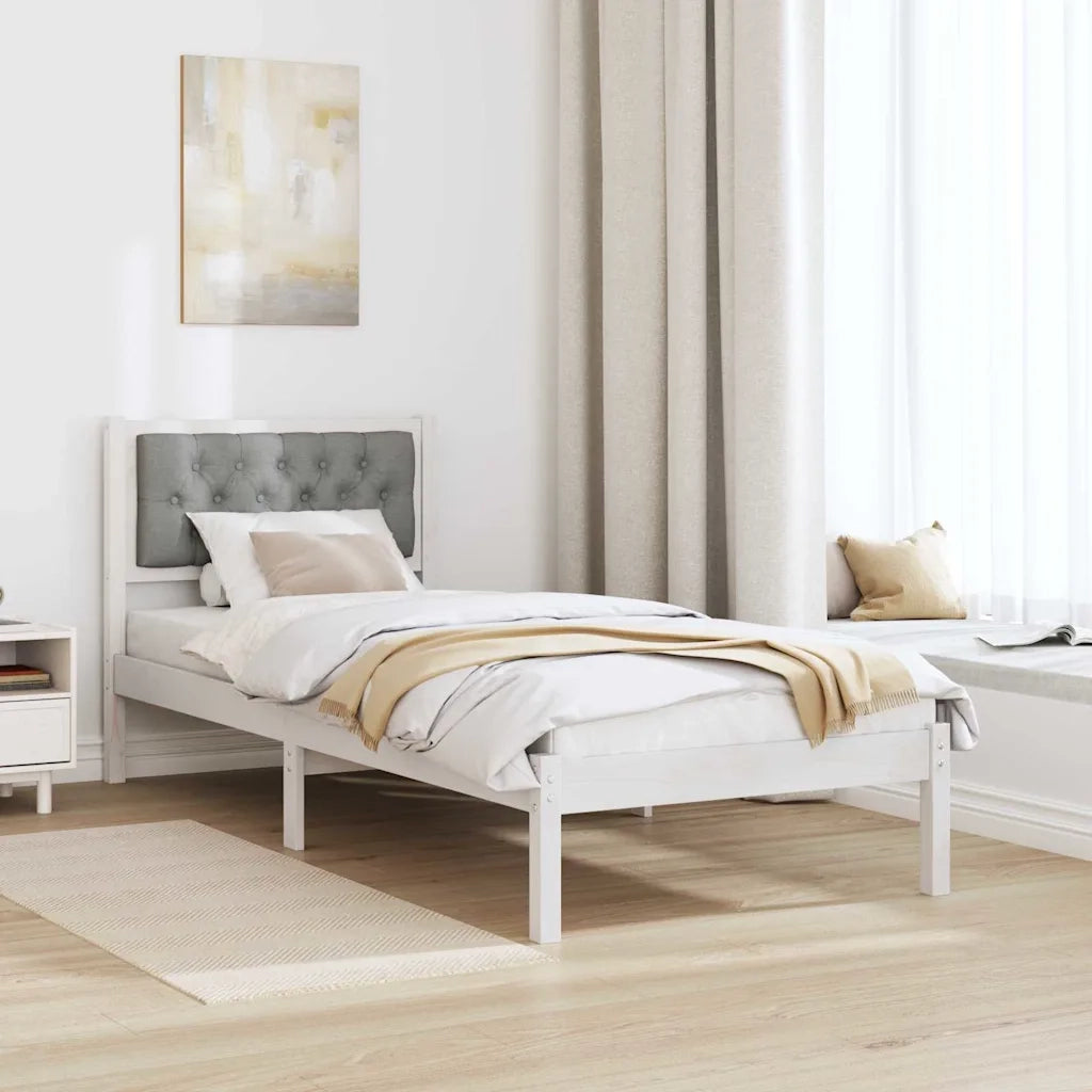 Letto singolo | Letto per adulti | Struttura del letto Grigio chiaro 90 x 200 cm Pino massello