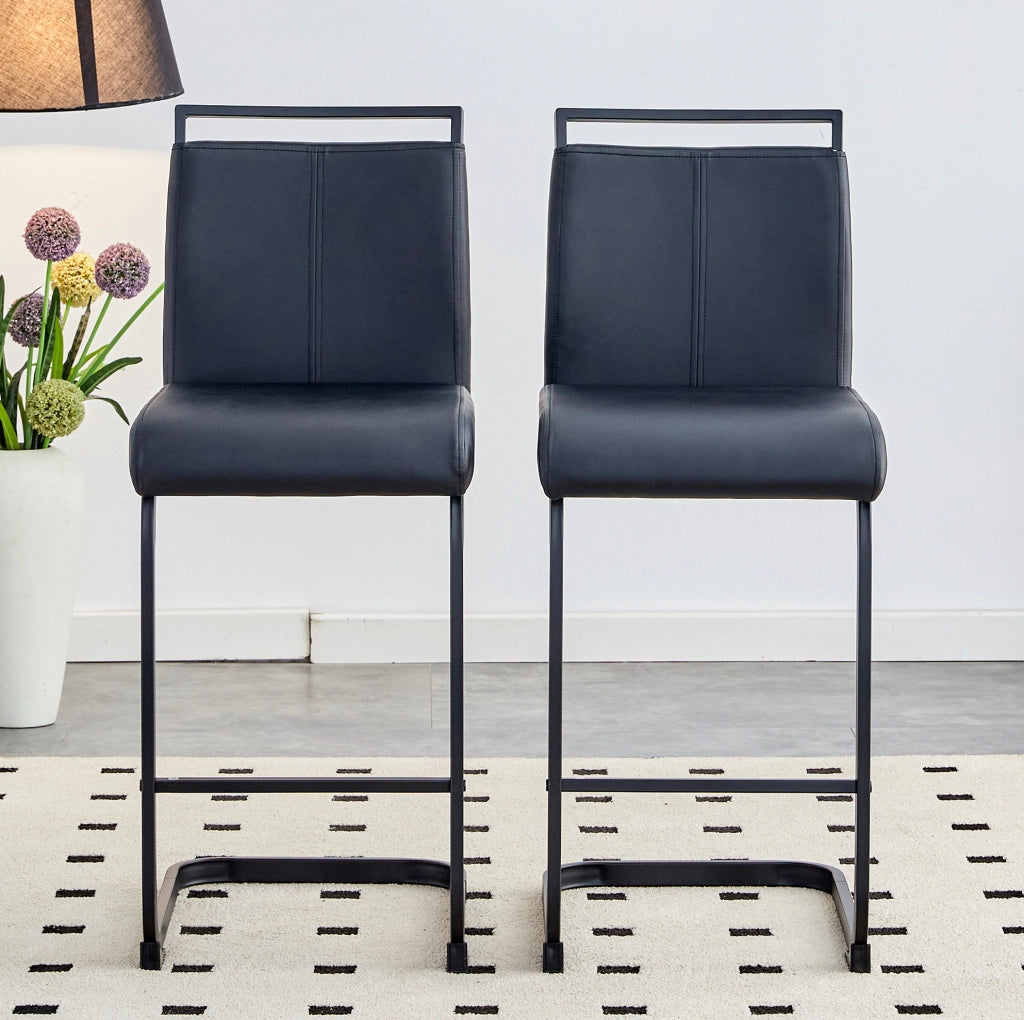 SGABELLO ALTO Set da 2 pezzi 96,5 cm Nero PU e metallo
