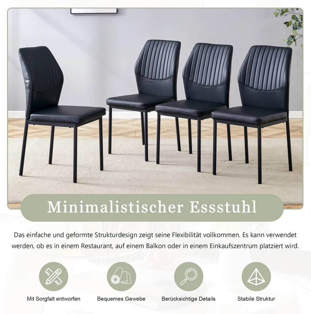 SEDIA da pranzo Set da 4 pezzi 93 cm Nero PU e metallo