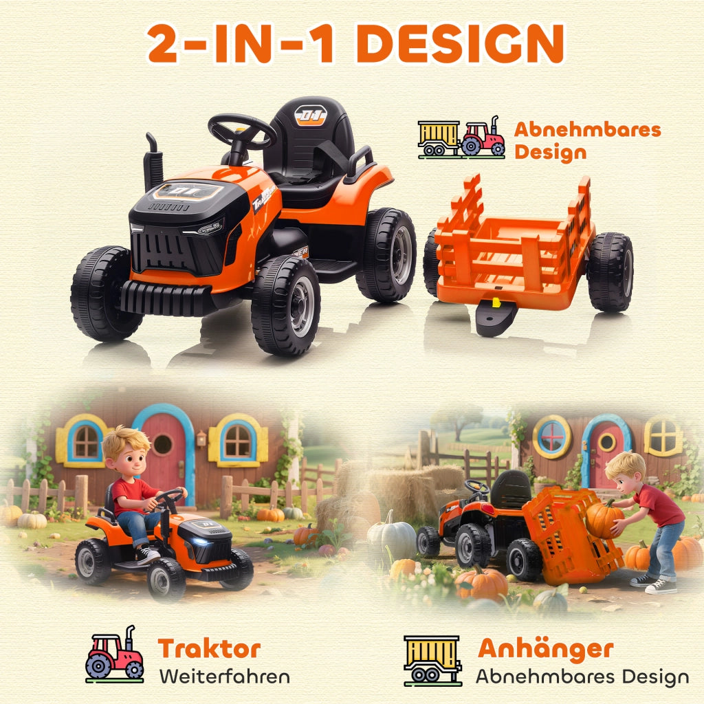 Trattore Elettrico per Bambini con Telecomando ¨C Xylo ¨C Soft Start, 3-8 Anni, Arancione