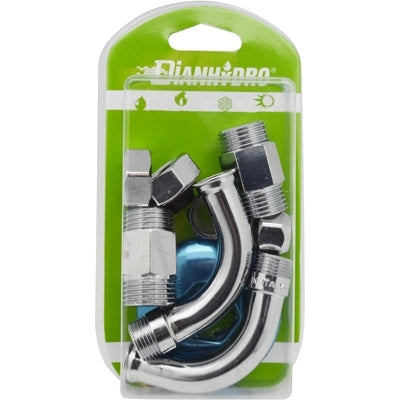 2 PZ CURVETTE SOTTOLAVABO A 90  ° COMPLETA BLISTER- pz. 2 - 1/2 x 3/8 Diam. 10- FAIDF- pezzi 1