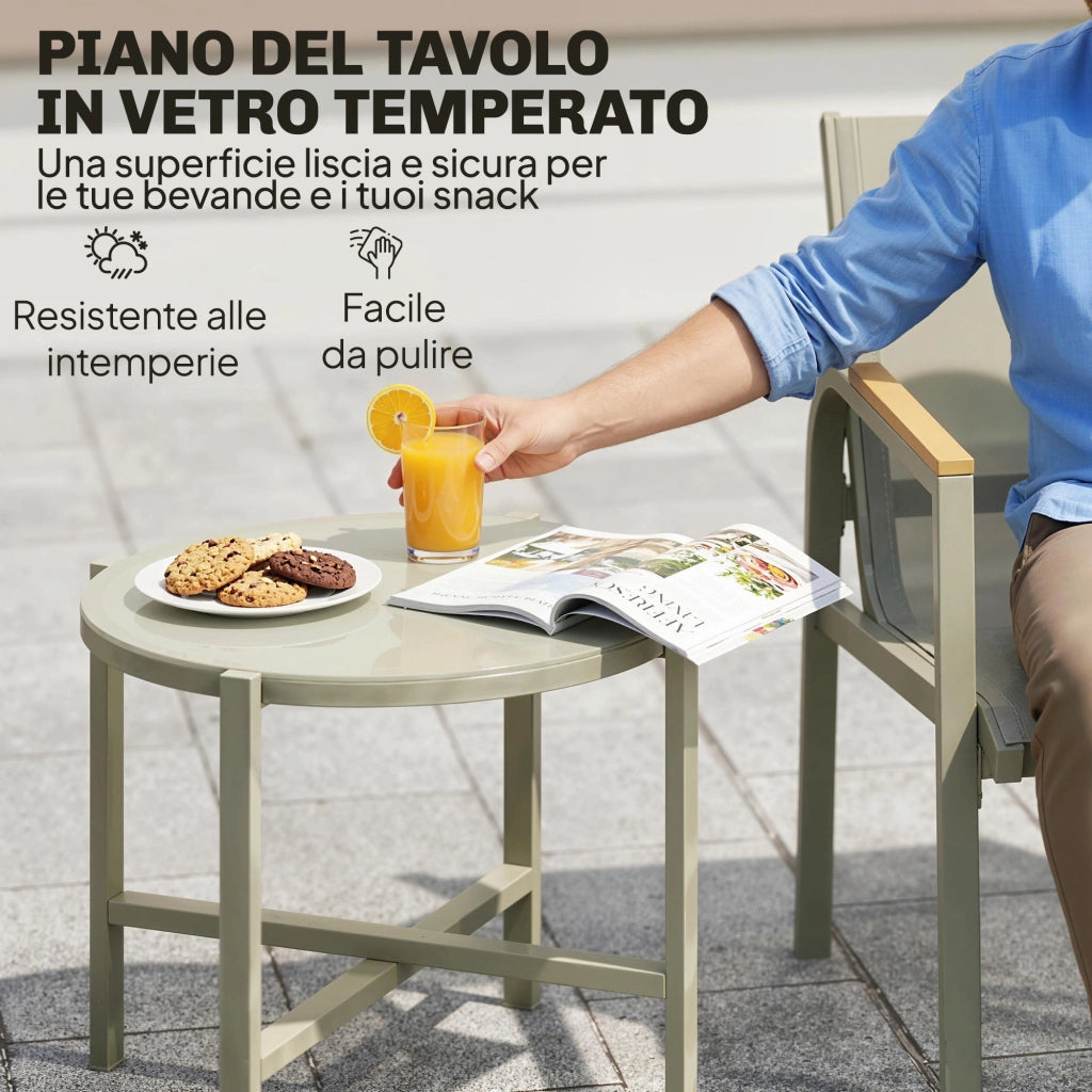 Set Divano da Esterno con Loveseat e 2 Poltrone, Verde