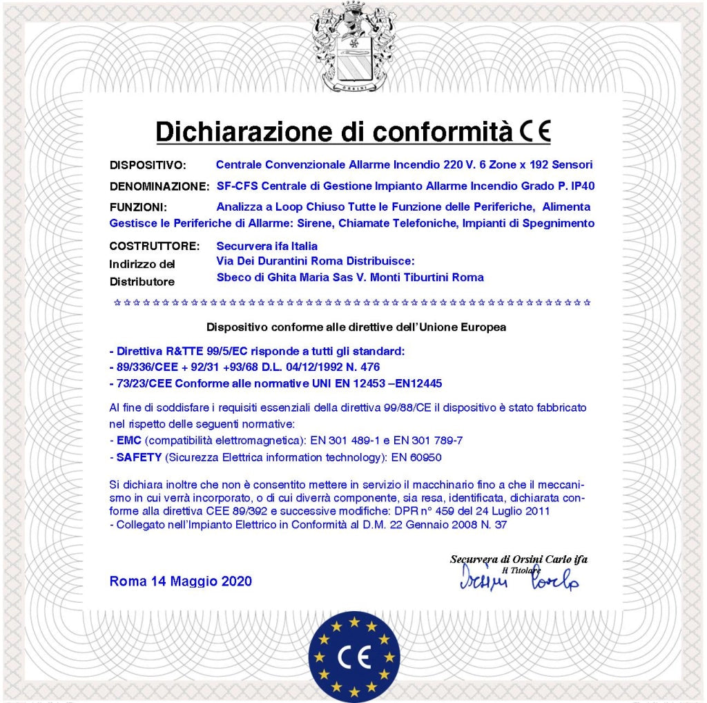 CENTRALE CONVENZIONALE ANTINCENDIO 6 ZONE GESTISCE 192 SENSORI GESTISCE PORTE REI ALLARME TELEFONICO SIRENE 2 BATTERIE 12 V 7,2 AH
