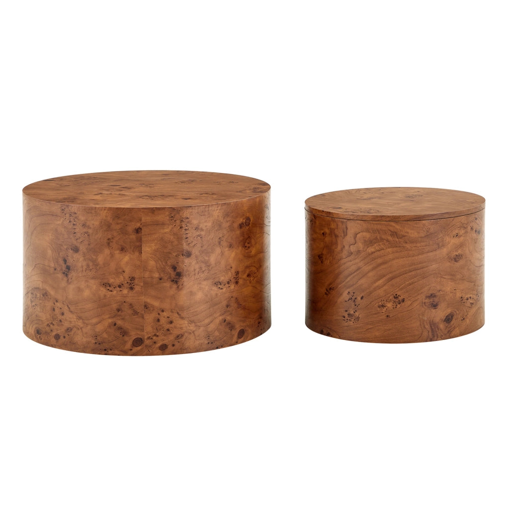 TAVOLI da caffè nesting Set da 2 pezzi MDF marrone con contenitore