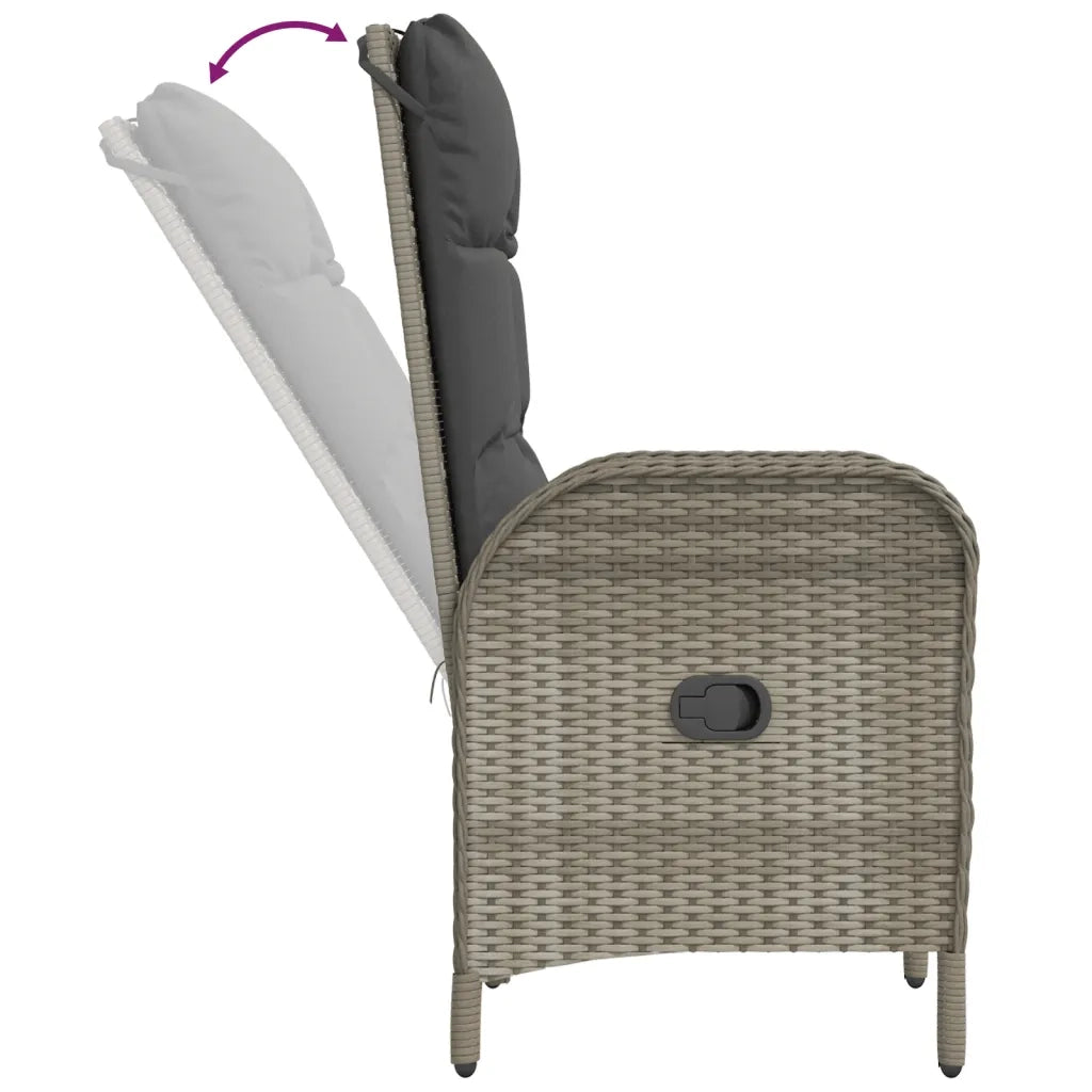 Set Divani da Giardino 3 pz con Cuscini in Polyrattan Grigio 319907