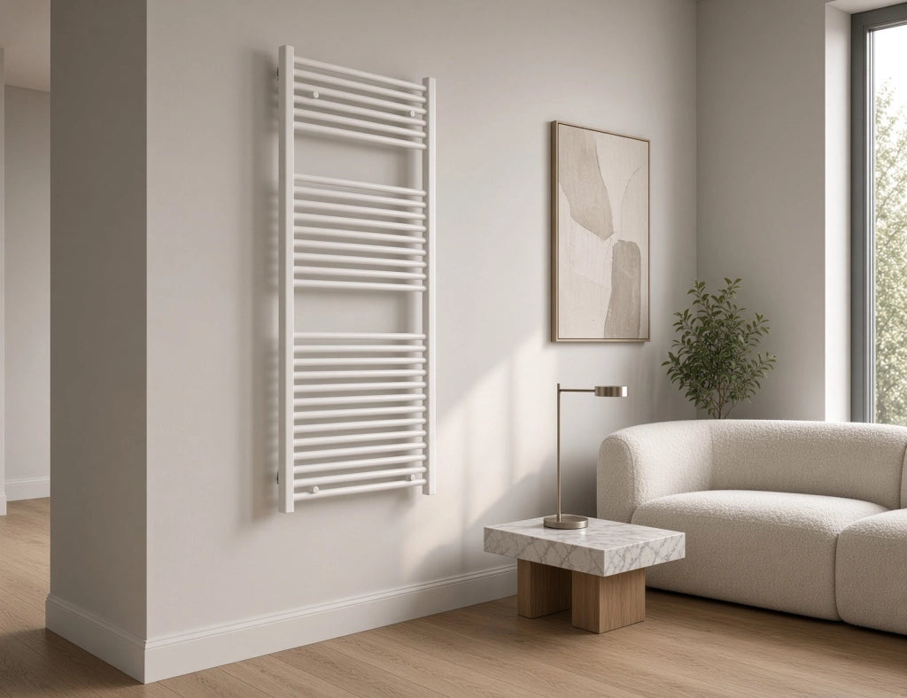 Scaldasalviette termoarredo 150x60 cm (int.55) bianco da bagno tubi dritti MICHALI