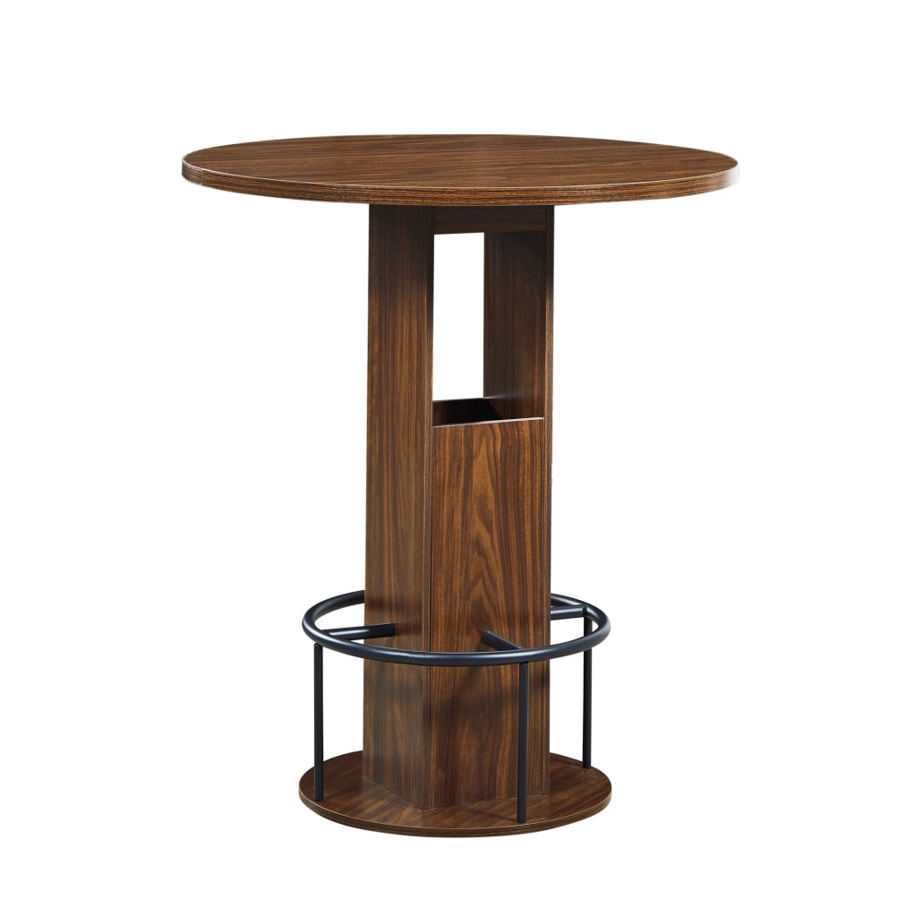 Set tavolo rotondo da bar 3 pezzi con 2 sgabelli, Ø 80 cm, effetto noce