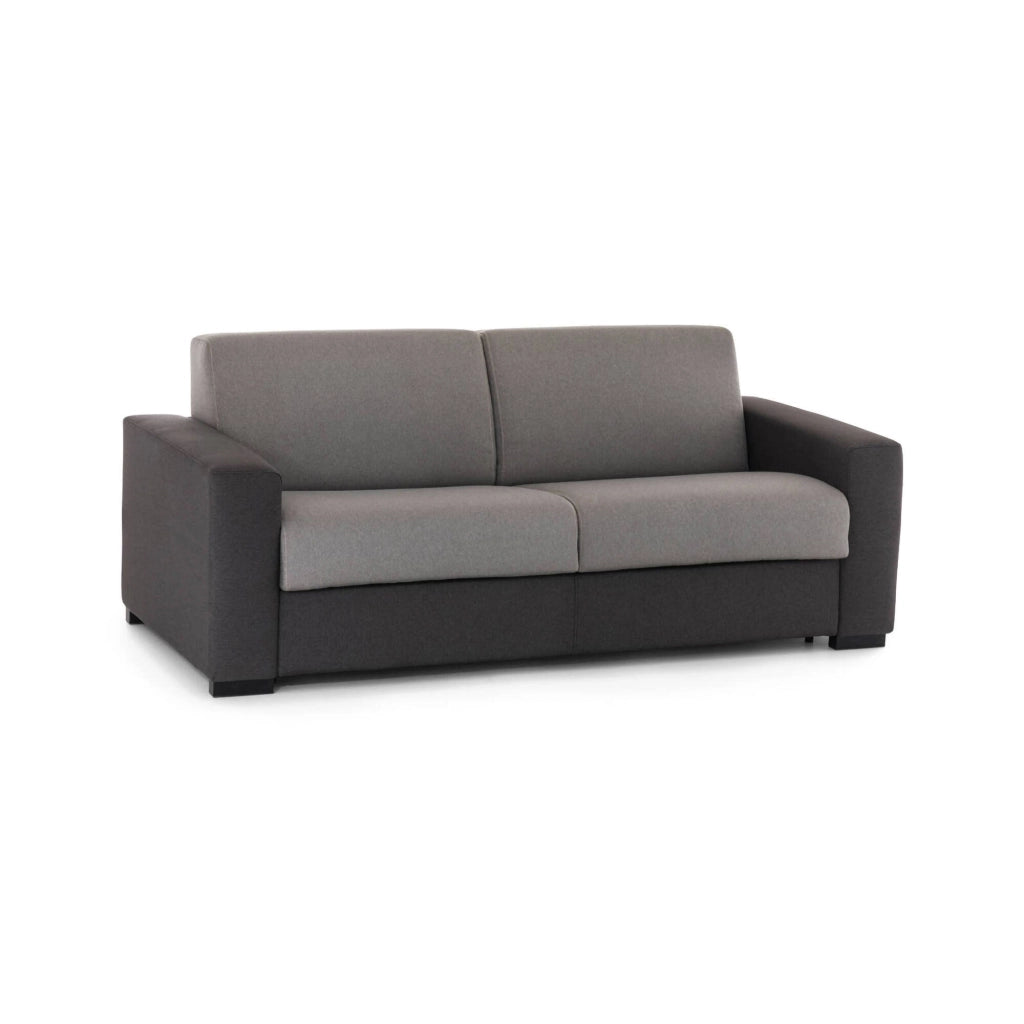 Divano Letto Zinnia, Divano a 3 posti, Made in Italy, Sofà\  Soggiorno con apertura girevole, in tessuto imbottito, con Braccioli slim, cm 200x95h90, Grigio e Antracite