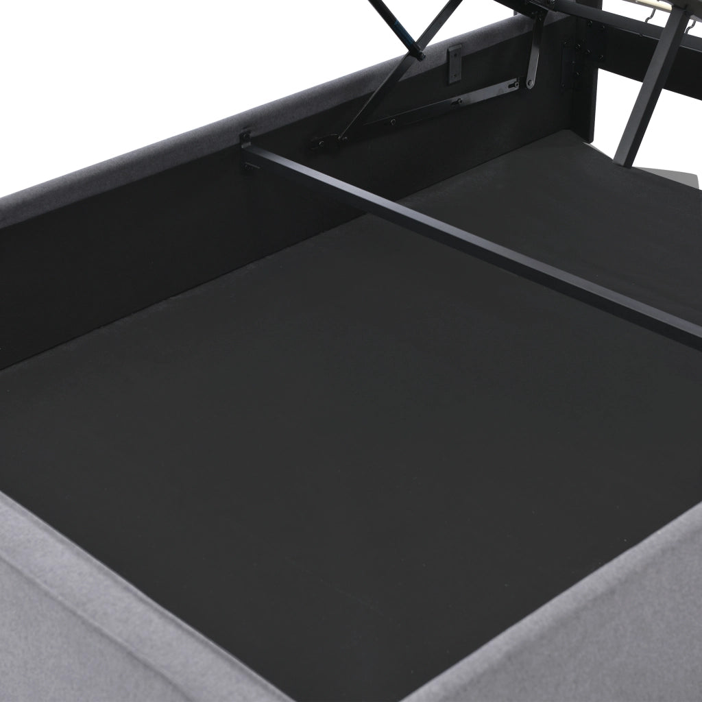 Letto imbottito 140x200 cm con contenitore e testiera trapuntata