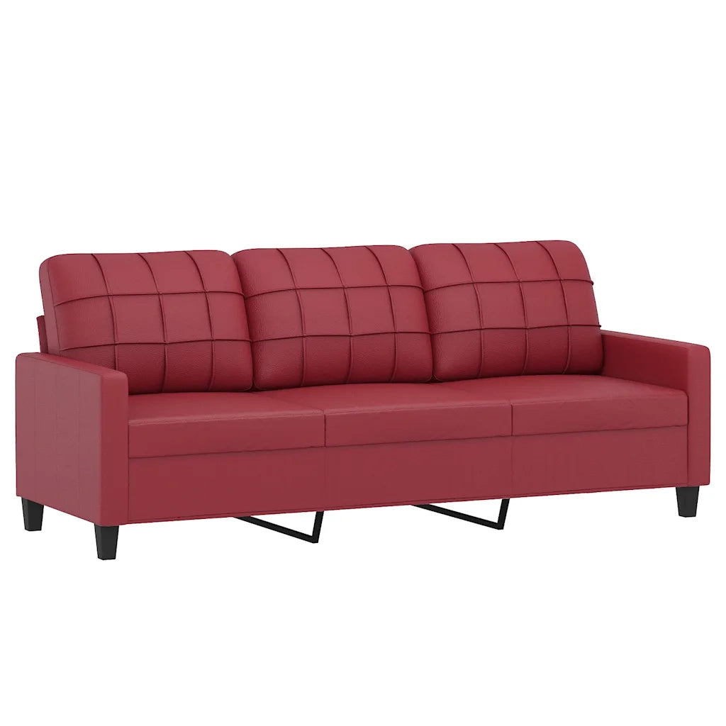 Divano a 3 Posti Rosso Vino 180 cm in Similpelle 359125