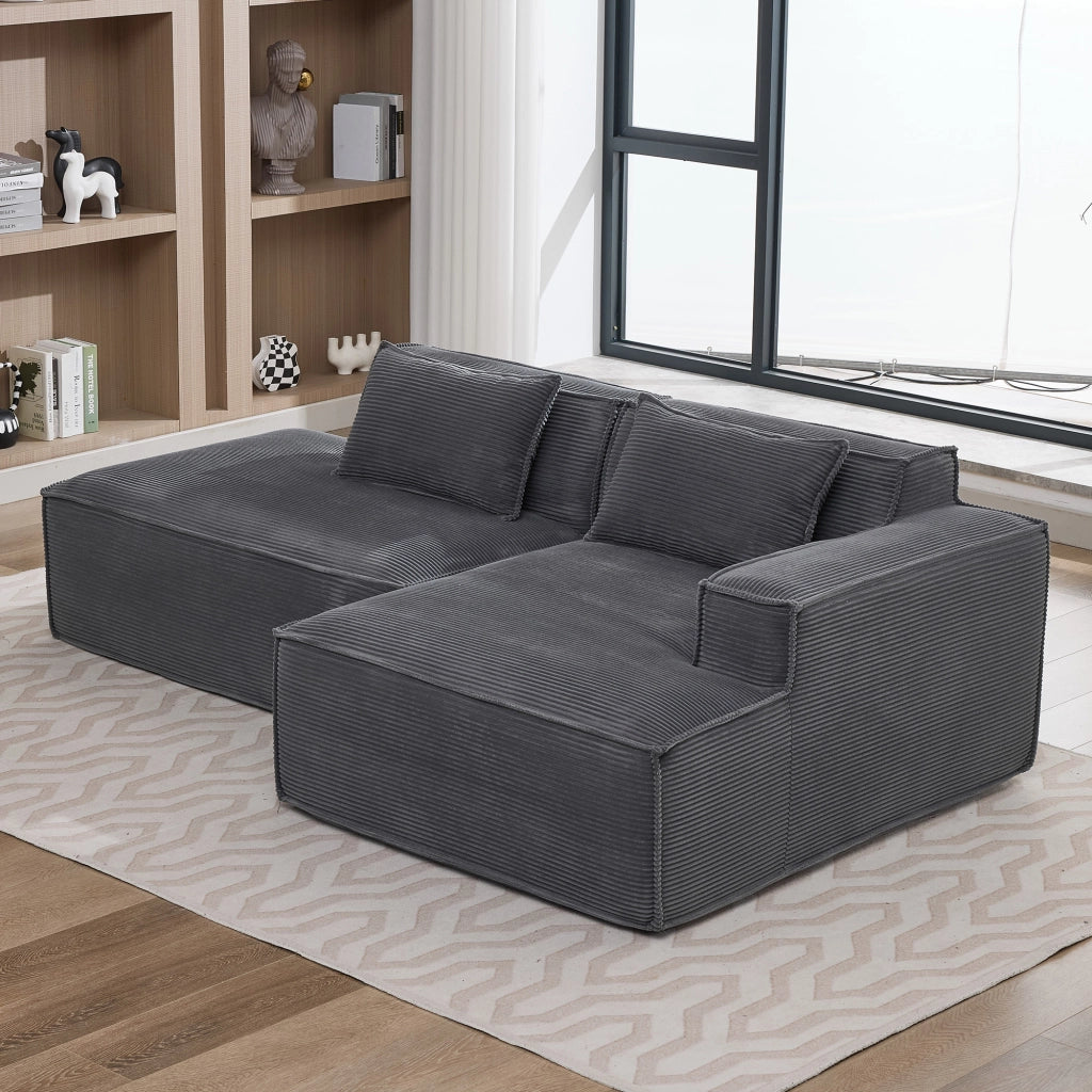 Divano 235.0x129.0x70.0 cm compatto in poliestere grigio