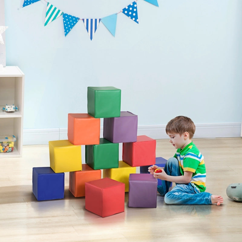 Set di 12 mattoncini da costruzione in schiuma per bambini, mattoncini morbidi, mattoncini giganti, giocattolo da costruzione per bambini da 1 a 3